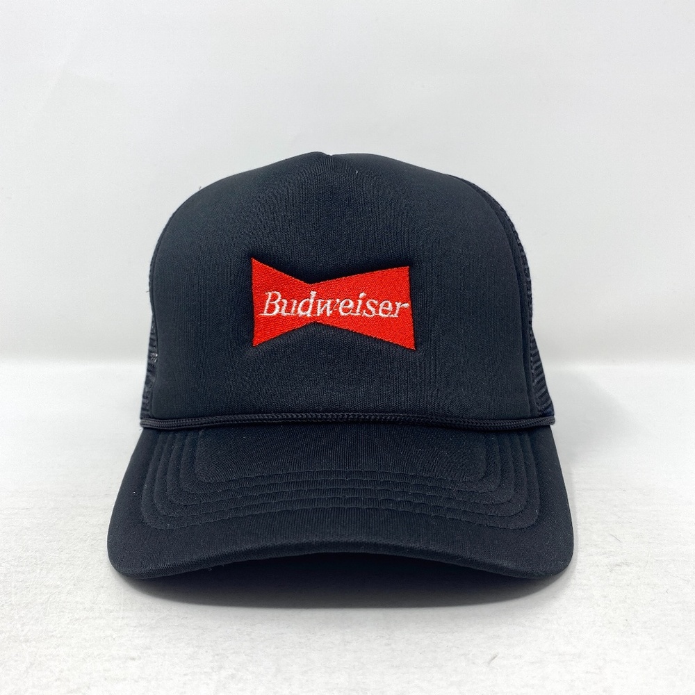 Red Bud Banner All Black Trucker Hat Cap Snapback Mesh